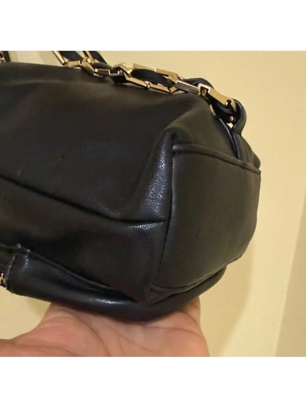 Free People Black Small Backpack with Gold Chain Accents